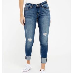 Kancan Stella Skinny Distressed Cuffed Hem Jeans